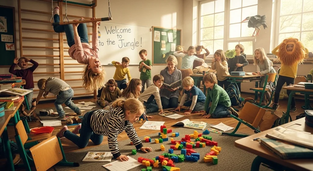 The classroom was a zoo