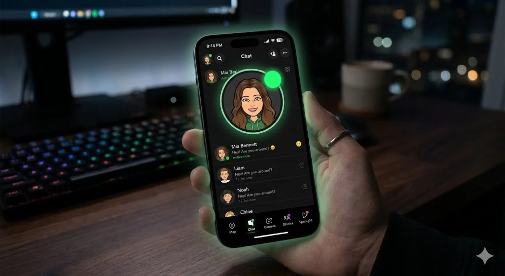 what does the green dot mean on snapchat